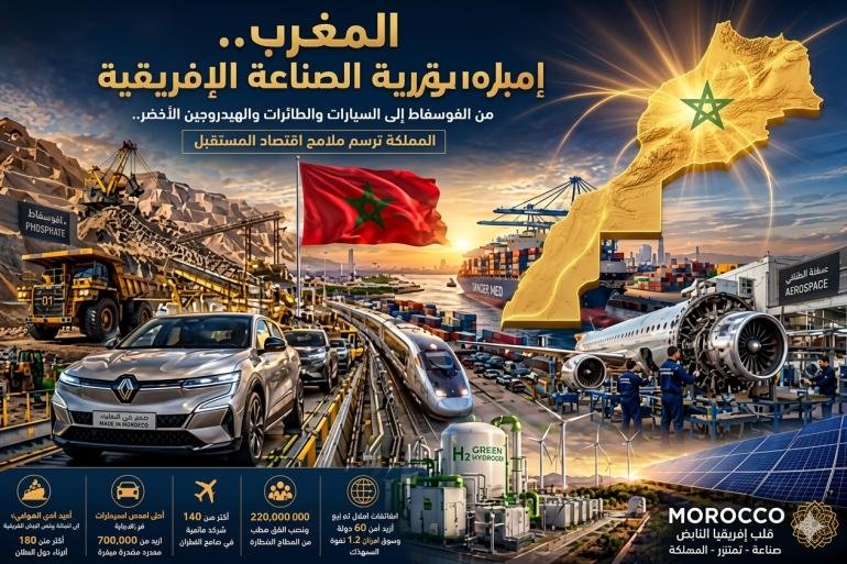 من الفوسفاط إلى السيارات والطائرات والهيدروجين الأخضر.. المغرب يصنع اقتصاد المستقبل ويتربع على عرش الصناعة الإفريقية    