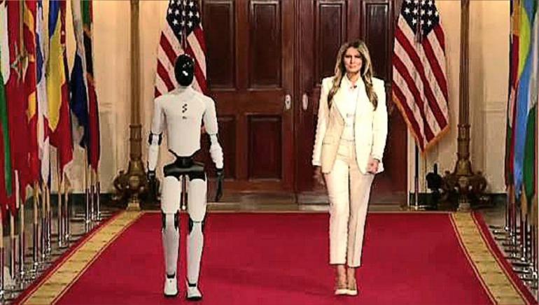 
                                     في قلب البيت الأبيض : ميلانيا ترامب ترافق “فيجور 03” على السجادة الحمراء… لحظة يلتقي فيها الحاضر بملامح المستقبل   